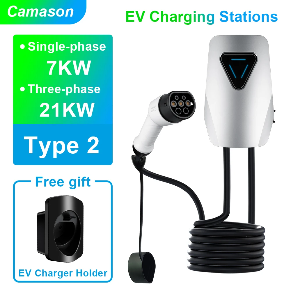 Camason EV car charger IEC621962 Plug type 2 Electric Vehicle charging station wallbox 220V/7kw