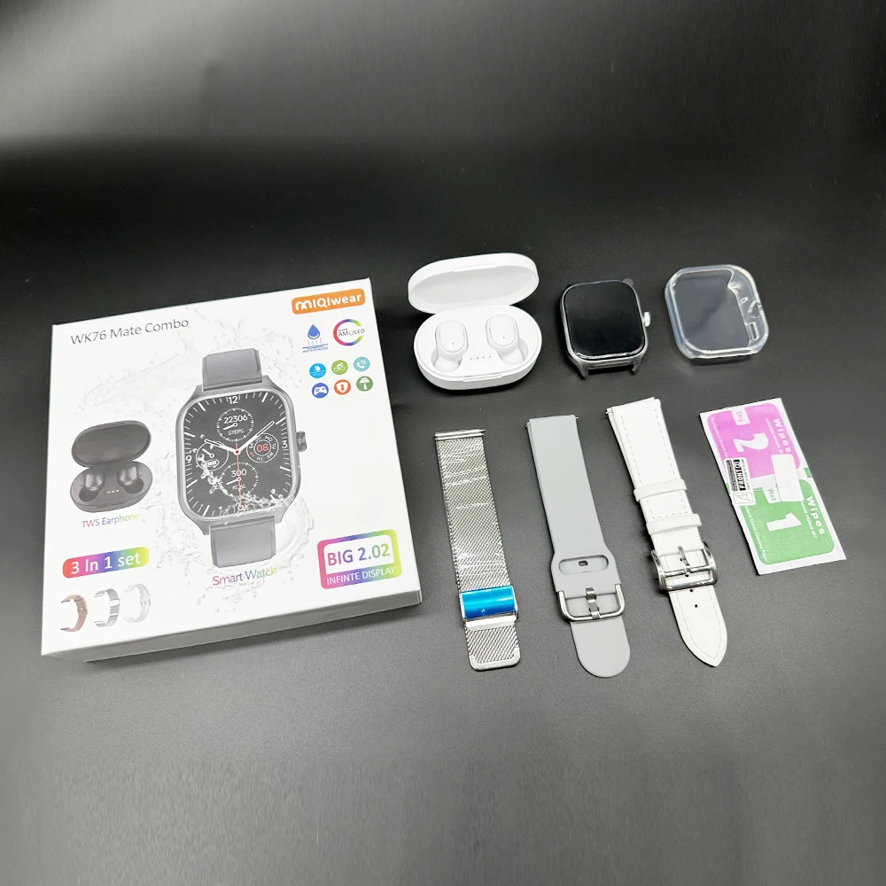 Smartwatch ��Ʈ �̾��� �ð� ��ȣ�� WK76 ����Ʈ �޺� ����Ʈ �ð� ���� ���� 3-In-1 �ð� ��� �ð� (�̾� ���� ����)