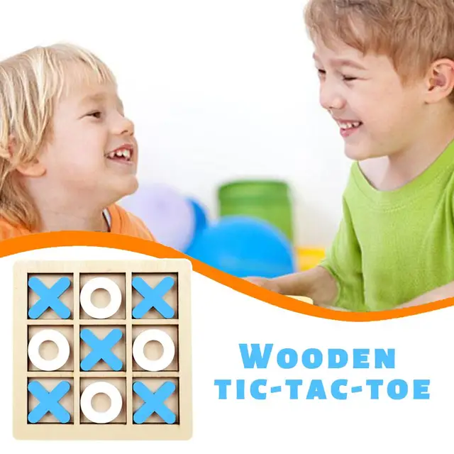 Wooden XO Tic Tac Toe Game Mini Chess Board Interaction Puzzle Montessori Play Game Training Brain Learing Early Educational Toy 6