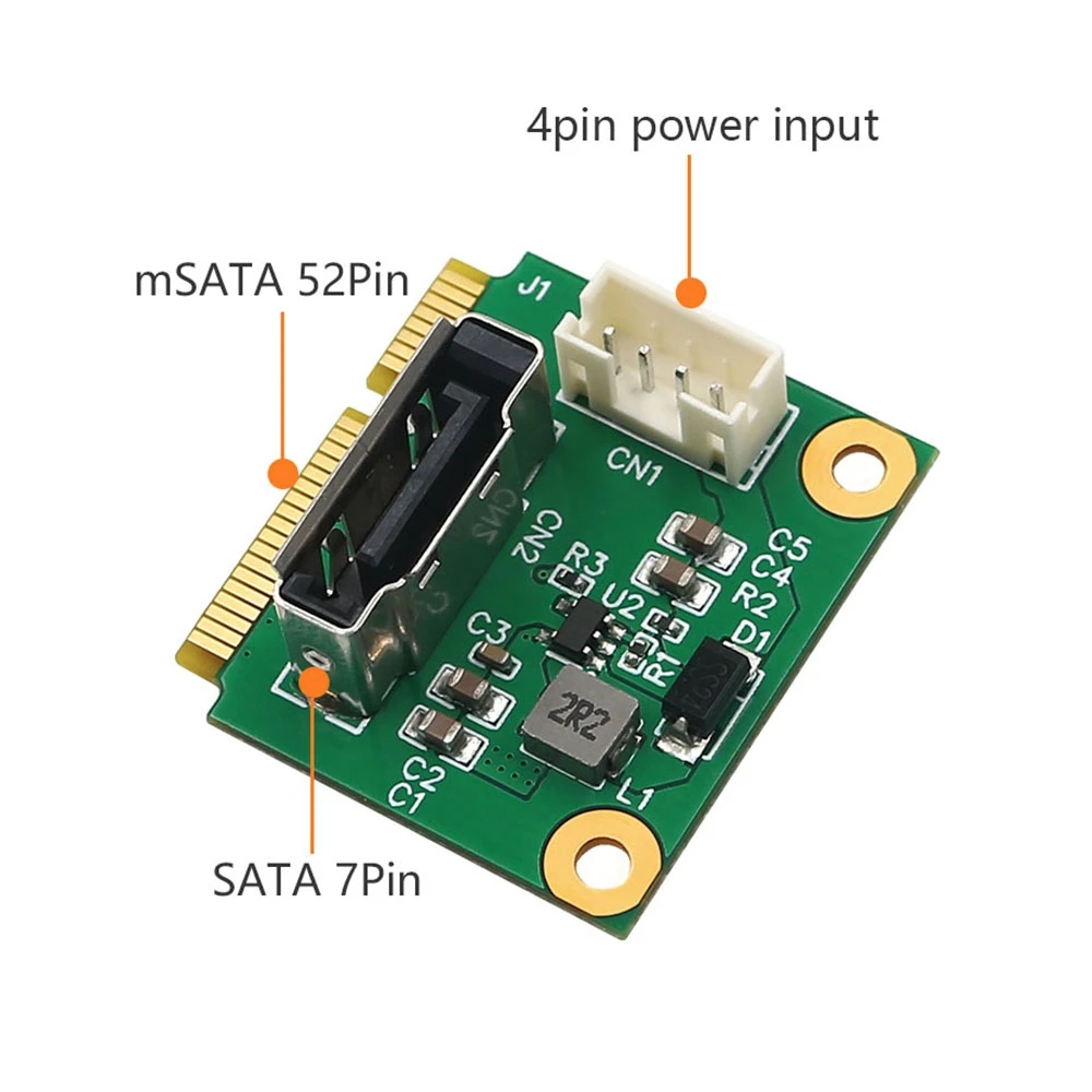 Hot sale MSATA to SATA 2.5 Inch Adapter Board with 2.0PH SATA to SATA7+15 Female Adapter Cable (5V Power)