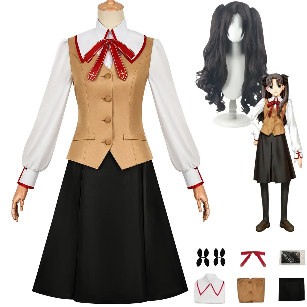 Game-Fate-stay-Night-Tohsaka-Rin-Cosplay-Costume-Magician-Wig-Shirt ...