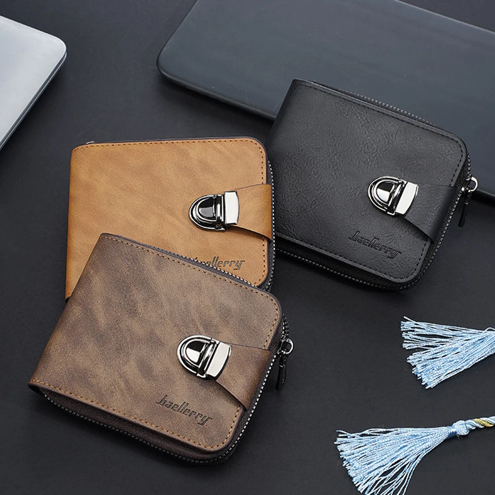 1Pcs/Baellerry Men's Short Wallet with 8 Card Slots + 2 Cash Slots, Snap-Button Coin Pocket, Multifunctional Large-Capacity Card Holder