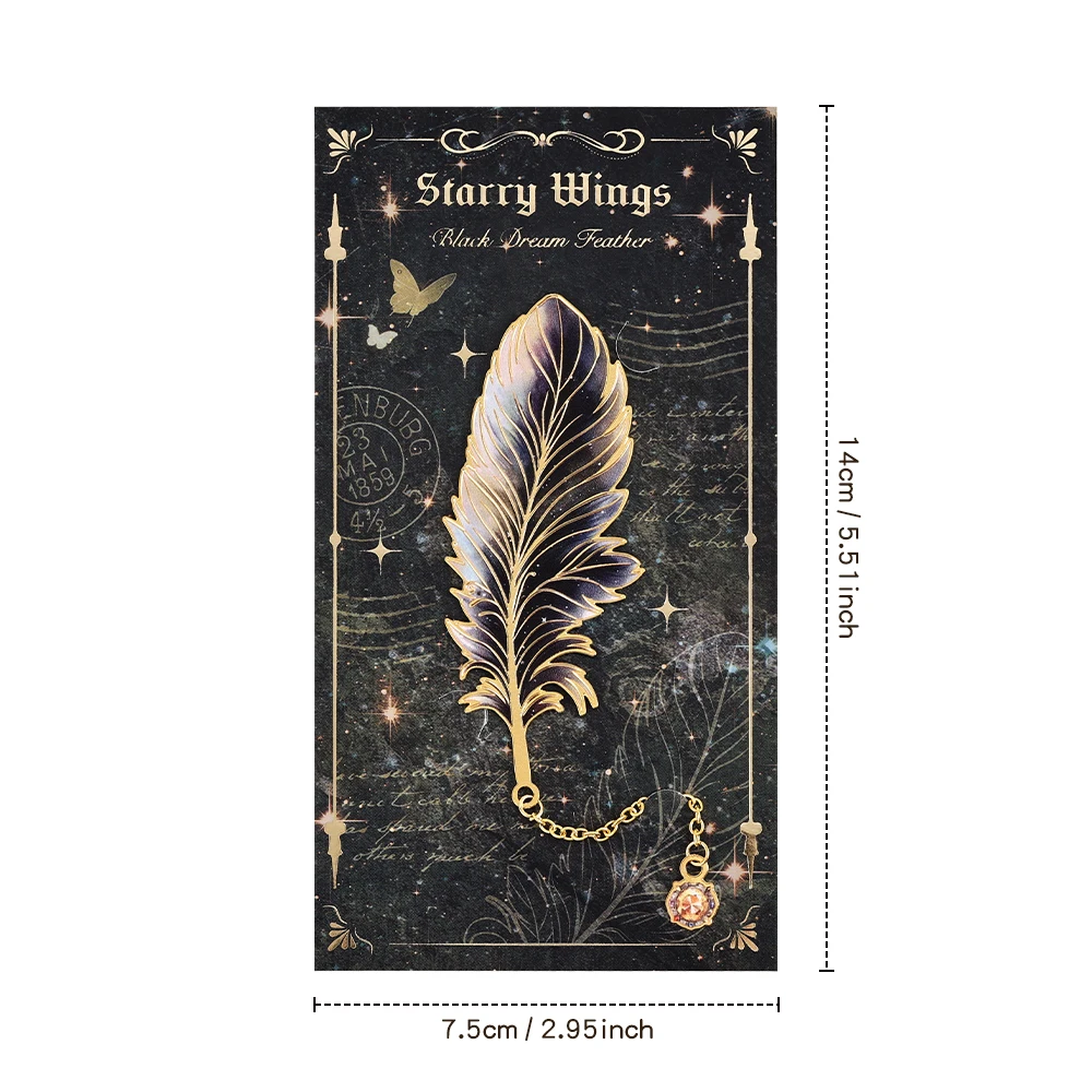 Metal Bookmarks with Chain Pendant Colorful Feather Design 1 pc Unique Gifts for Book Lovers Writers Students Teachers Holiday