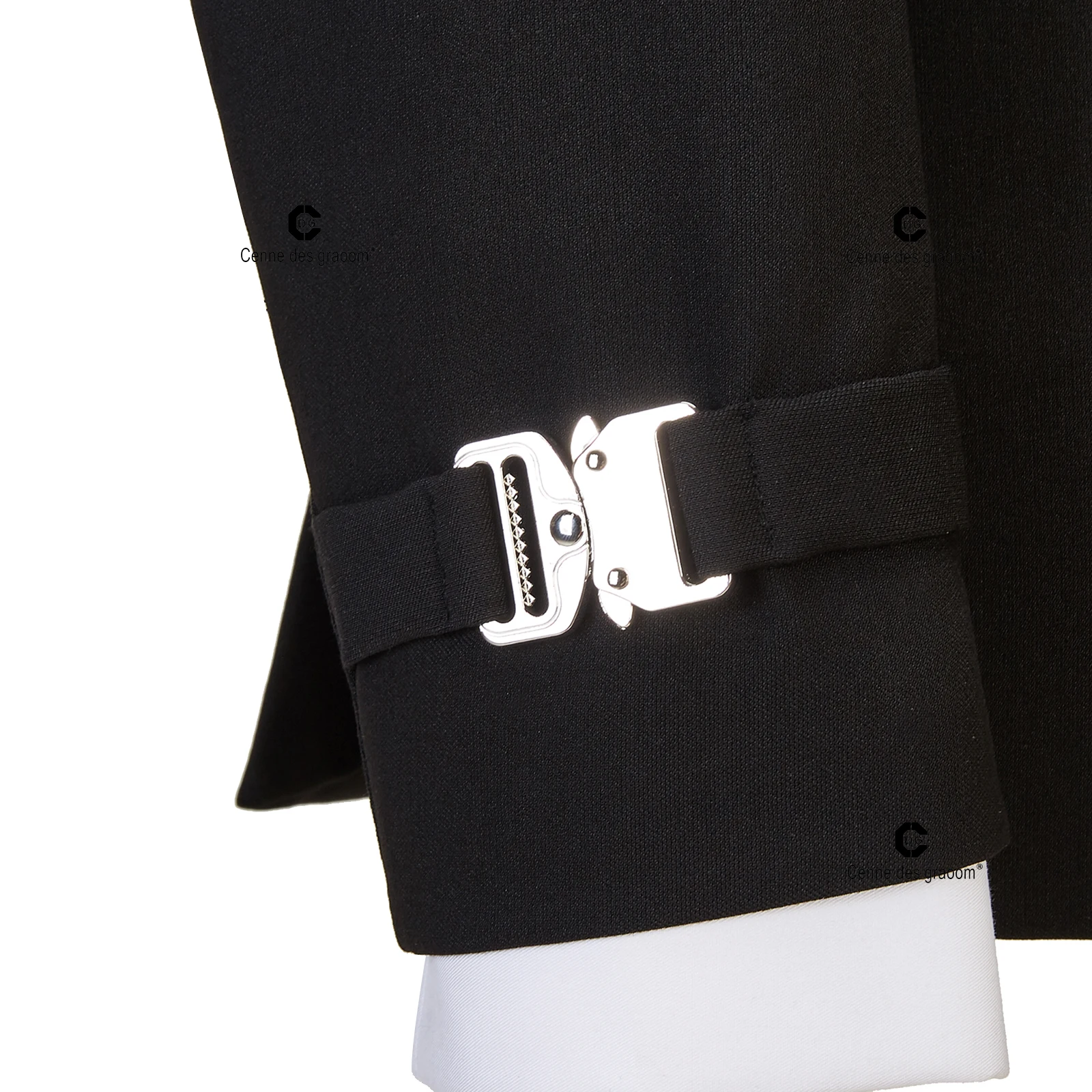 Men Suits 2 Piece Tailor-Made with Metal Side Release Buckle
