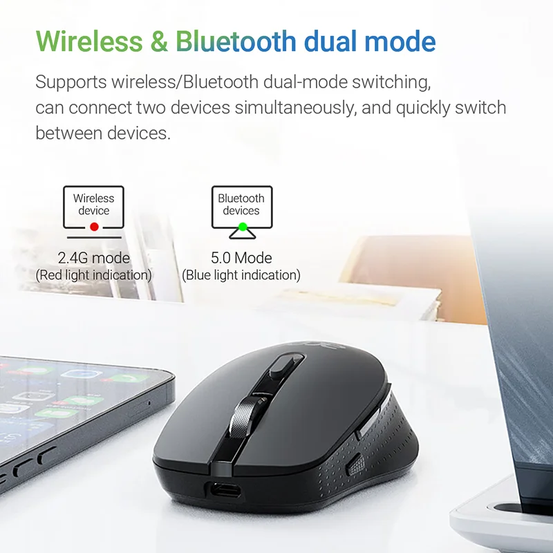 Acer 2.4G Wireless Mouse Bluetooth Rechargeable 1600DPI 7 Buttons 3D Roller Mice Ergonomic Office Mouse for Computer Laptop PC wireless mouse