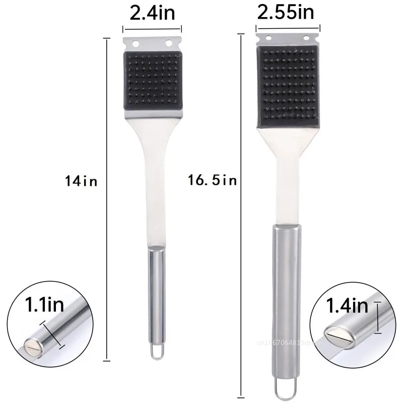 Grill Brush and Scraper, Wire BBQ Grill Brush for Outdoor Grill,16.5&rdquo;/14'' Cleaning BBQ Accessories, Safe Cleaner Brushes
