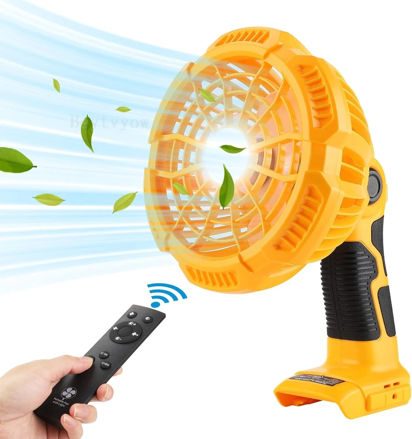 Cordless Fan for Dewalt 20V Battery Portable Camping Fan 3300RPM with LED Light 5V/2.1A USB Port For Outdoor Indoor Power Outage