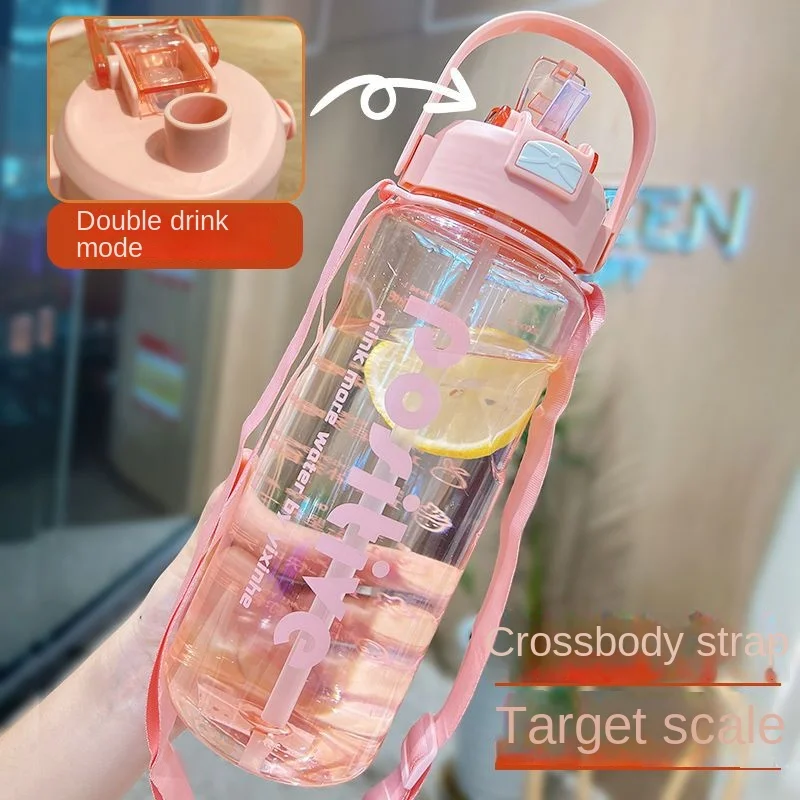 

0.6/1.1/1.5/2L Water Cup Girls Large Capacity Drinking Water Target Straw Cup Training Kettle Children's Cup