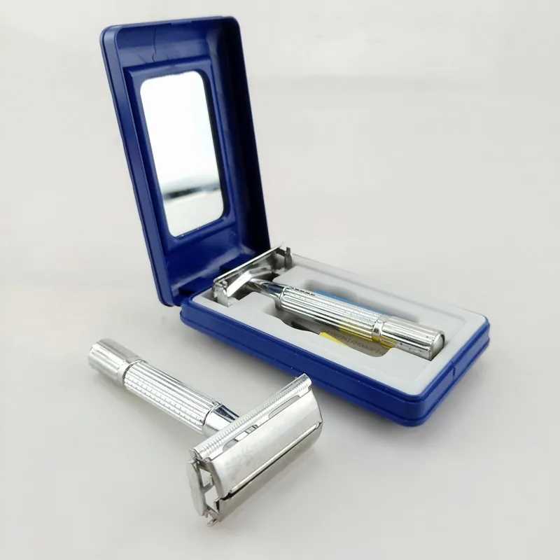 A whole set of 1 tool holder replaceable manual shaver with aluminum handle Old-fashioned double-sided shaver with knife holder