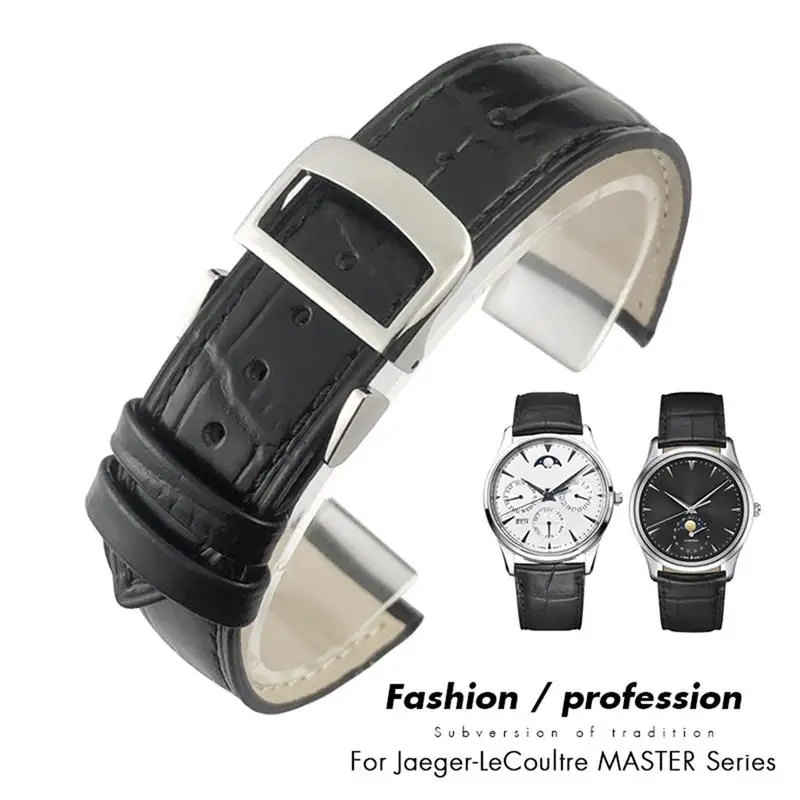 SCHIK 20mm 21mm 22mm Quality Watch band Fit for Jaeger LeCoultre Master Moonphase Black Blue Brown Cowhide Strap
