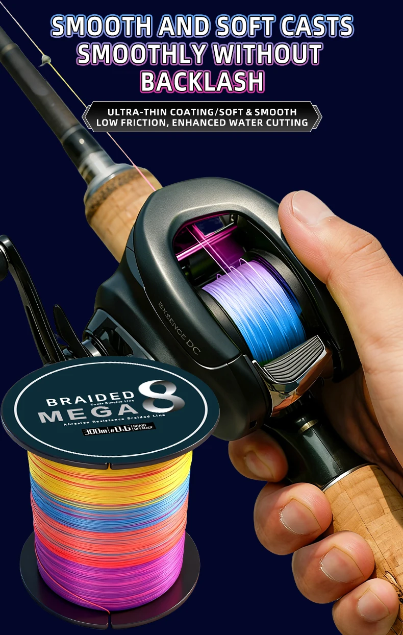 OBSEQUIO X8 Mehrfarbige Angelschnur Geflochten Japanische Qualität PE 0,6-6,0 300/500/1000M Hochfeste Meeresfischerei-Hauptschnur – Detail 9