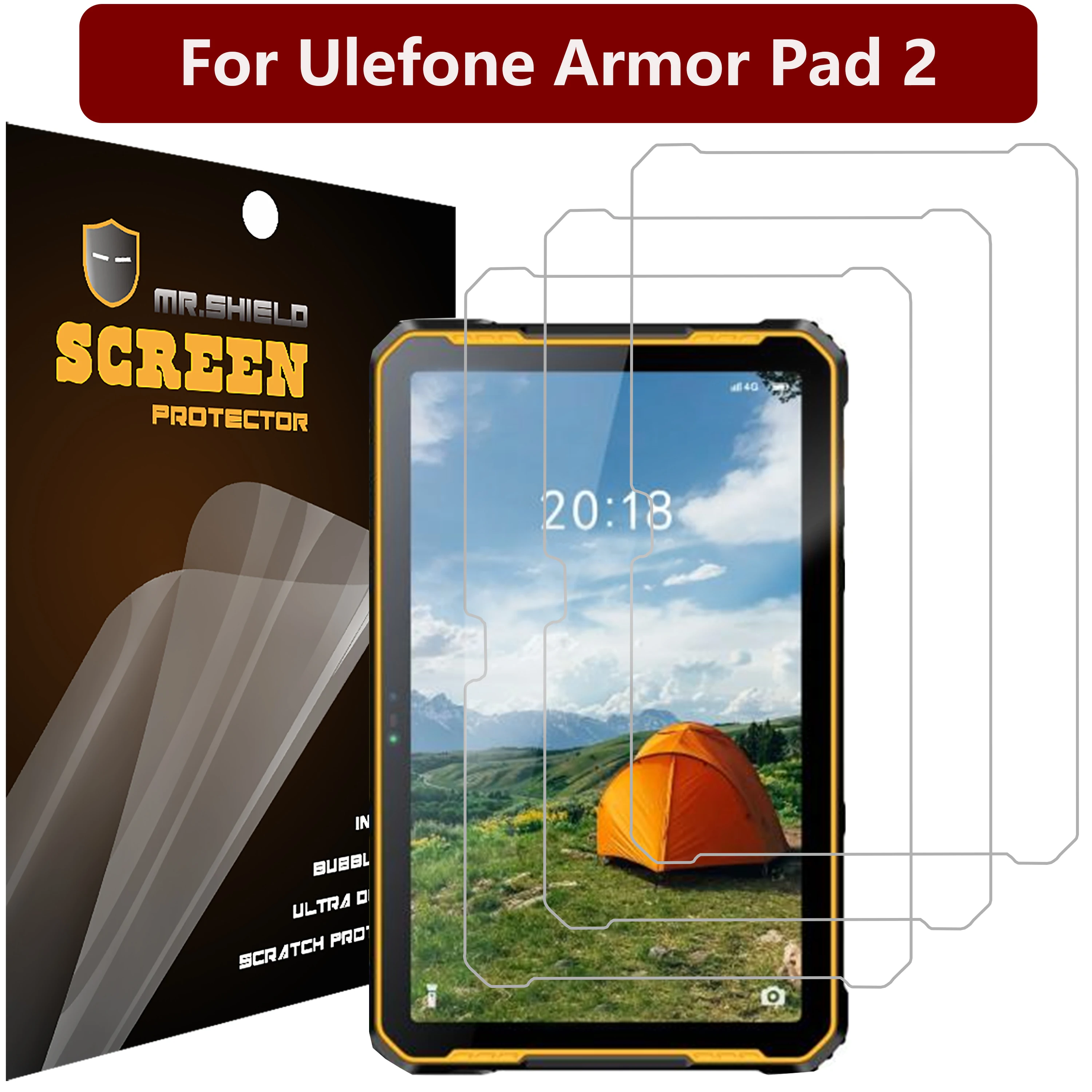 Защитная пленка Mr.Shield [3-Pack] для Ulefone Armor Pad 2, прозрачная защитная пленка для экрана премиум-класса (ПЭТ-материал) гидрогелевая защитная пленка антишпион anty spy анти шпион для ulefone power armor 14 матовая