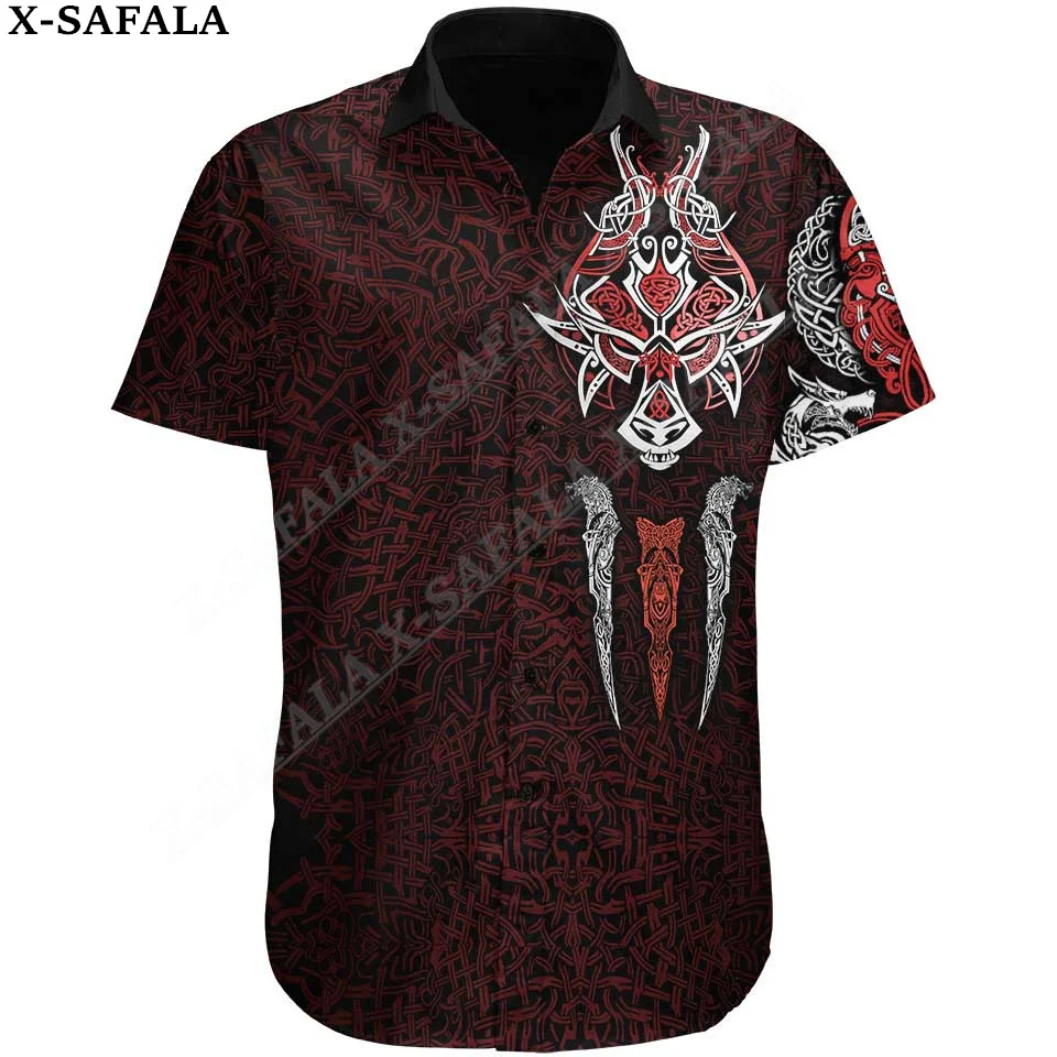 

Мужская Гавайская пляжная рубашка с 3D-принтом тату-символа, популярная броня, Ворон, модная рубашка на пуговицах с коротким рукавом, топы-8