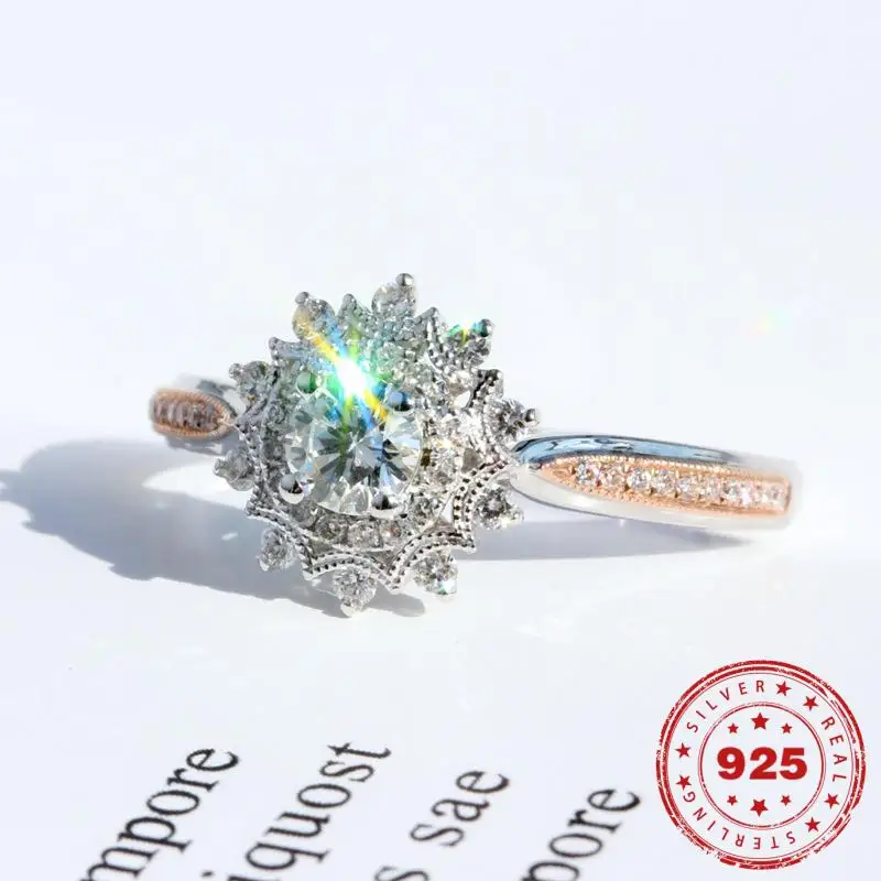 

Real Natural 2 Carats Zircon Jewelry 925 Sterling Silver color Rings for Women Anillos De Wedding Bizuteria Pure Gemstone Rings