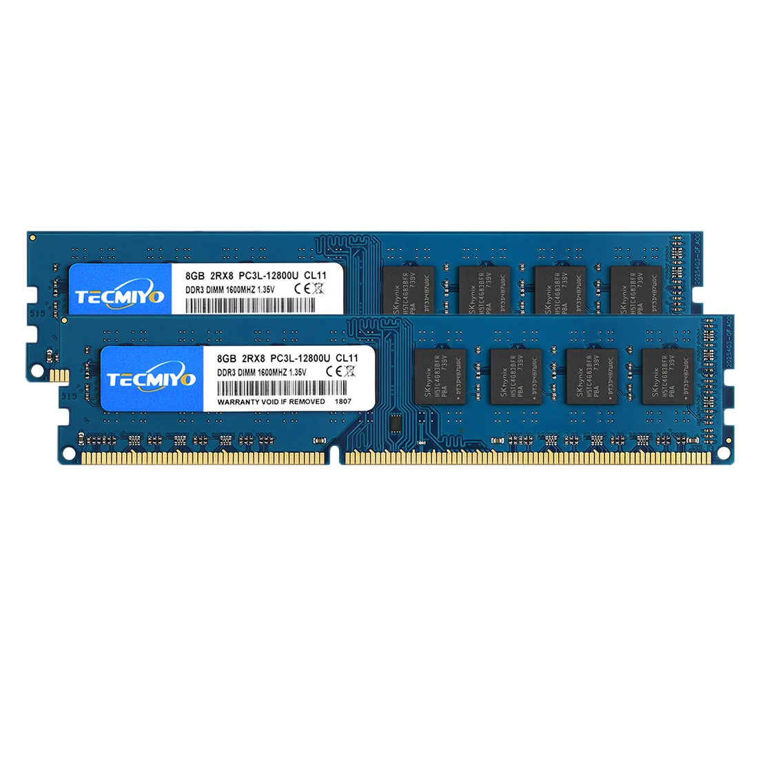 TECMIYO Desktop RAM 2X 8GB DDR3L 1600MHz DIMM PC3L-12800U 1.35V 2RX8 240pin Low Voltage DDR3 Intel AMD Memory for Computer-Blue desktop ram memory