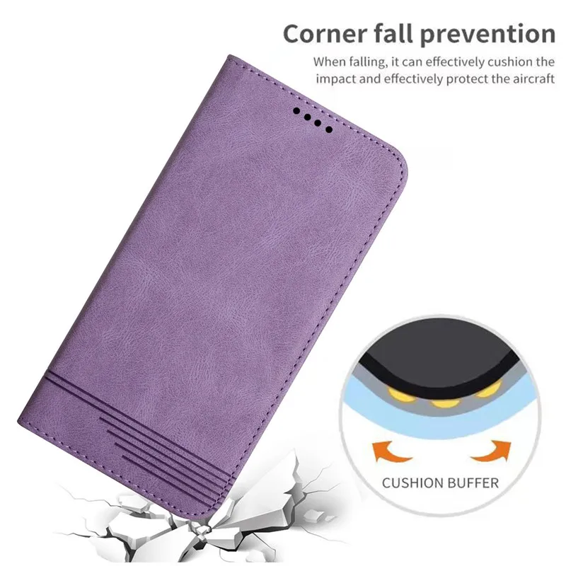 Leather Flip Wallet Case with Magnetic Closure - Elegant Phone Back Cover