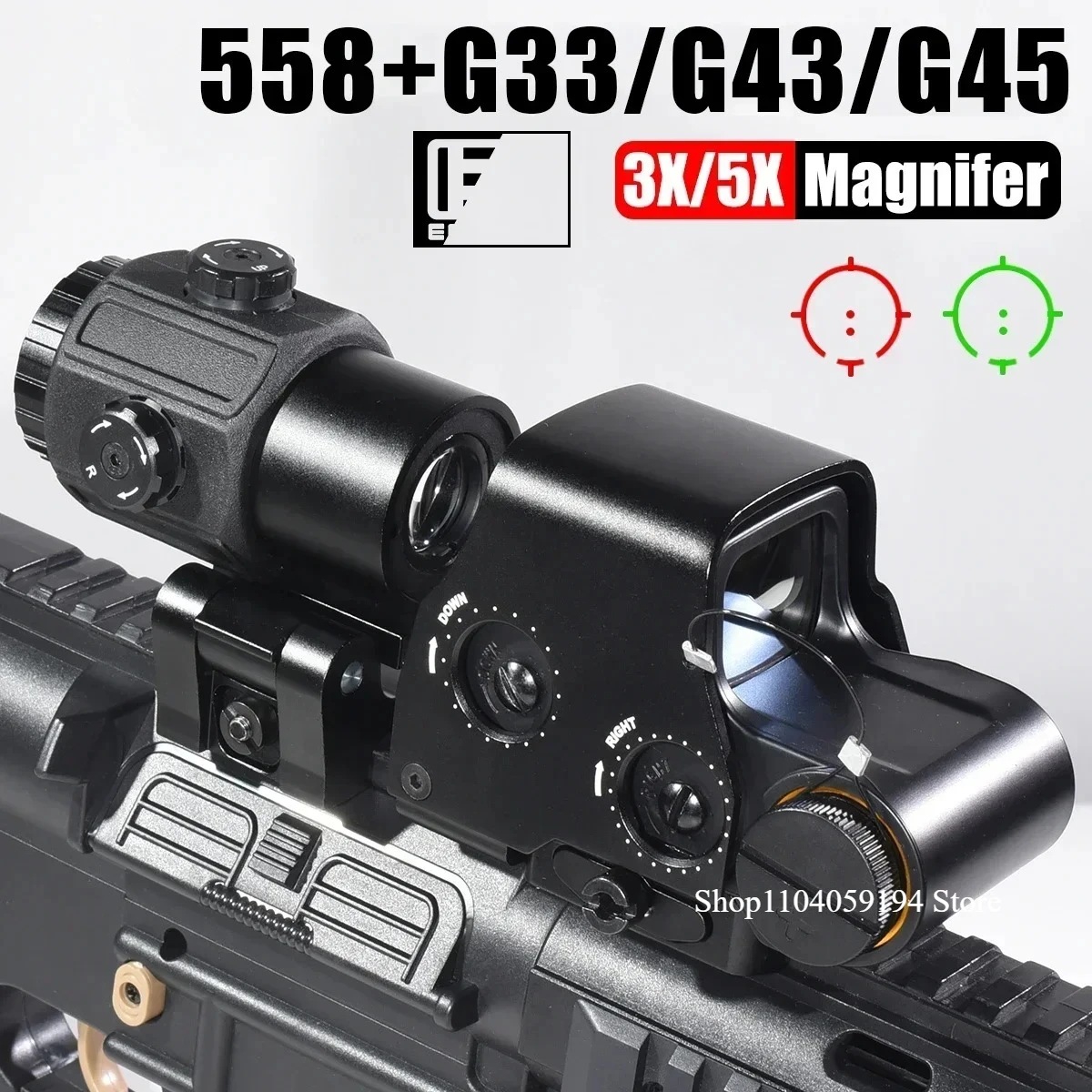 Eo**ch 558 Holographic Collimator Red Dot Sight G43/G33 3X G45 5X Magnifier Tactical Magnifier Scope Airsoft Hunting