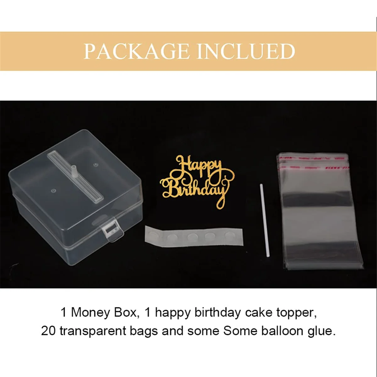 Baking Supplies Cake Money Box Set Money Pulling Cake Making Mold Cake ATM Box with Gold Glitter Happy Birthday Topper
