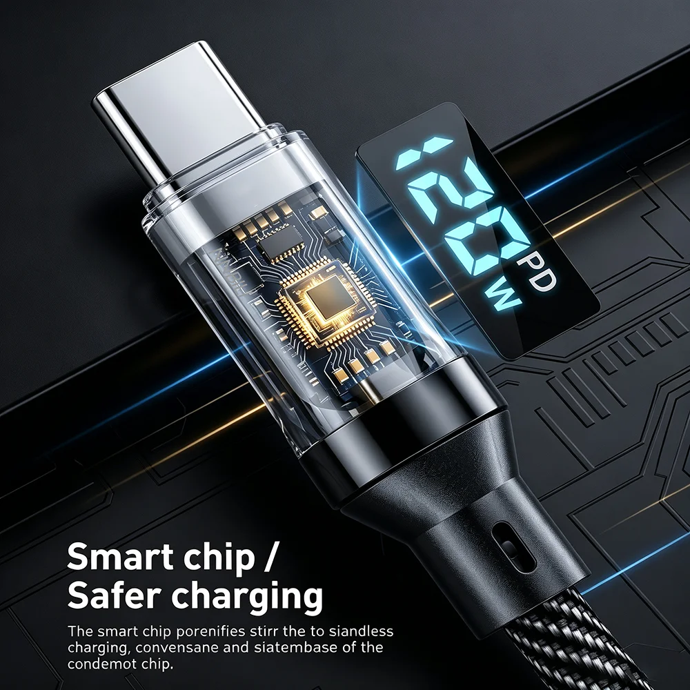 รูปสินค้า สายชาร์จ USB-C 120W ชาร์จเร็ว ใช้ได้กับหลายแบรนด์