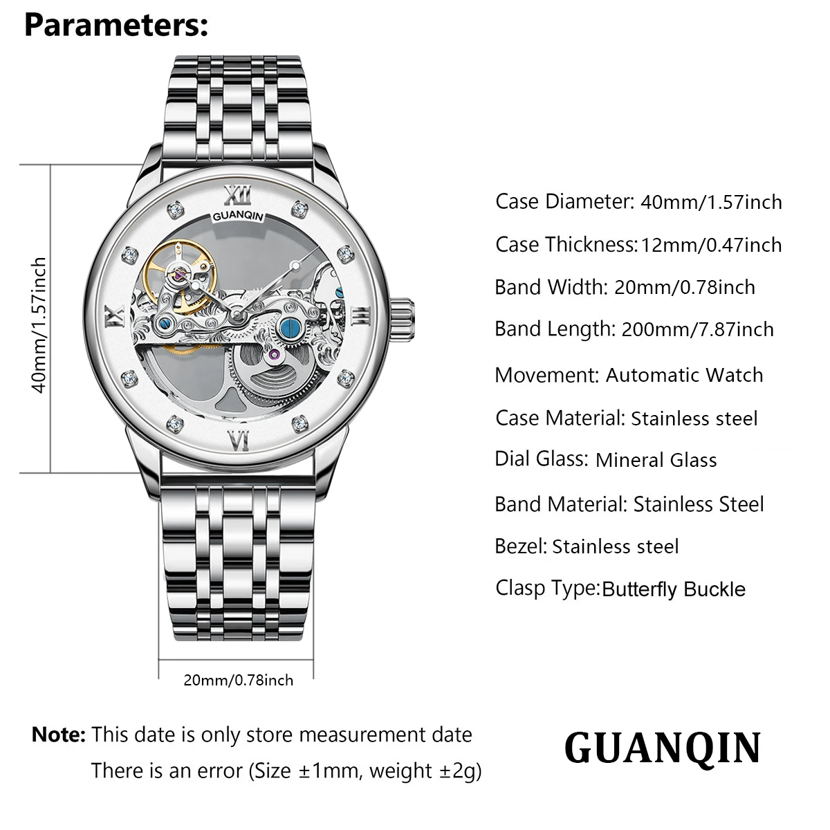 GUANQIN Men's Watches 2024 Top Luxury Mechanical Wristwatches Automatic Watch Men Stainless Steel Waterproof Sports Reloj Hombre