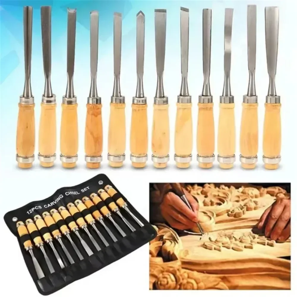 12PCS Wood Carving Chisel Set – Hand Gouges & Knives for Woodworking 3