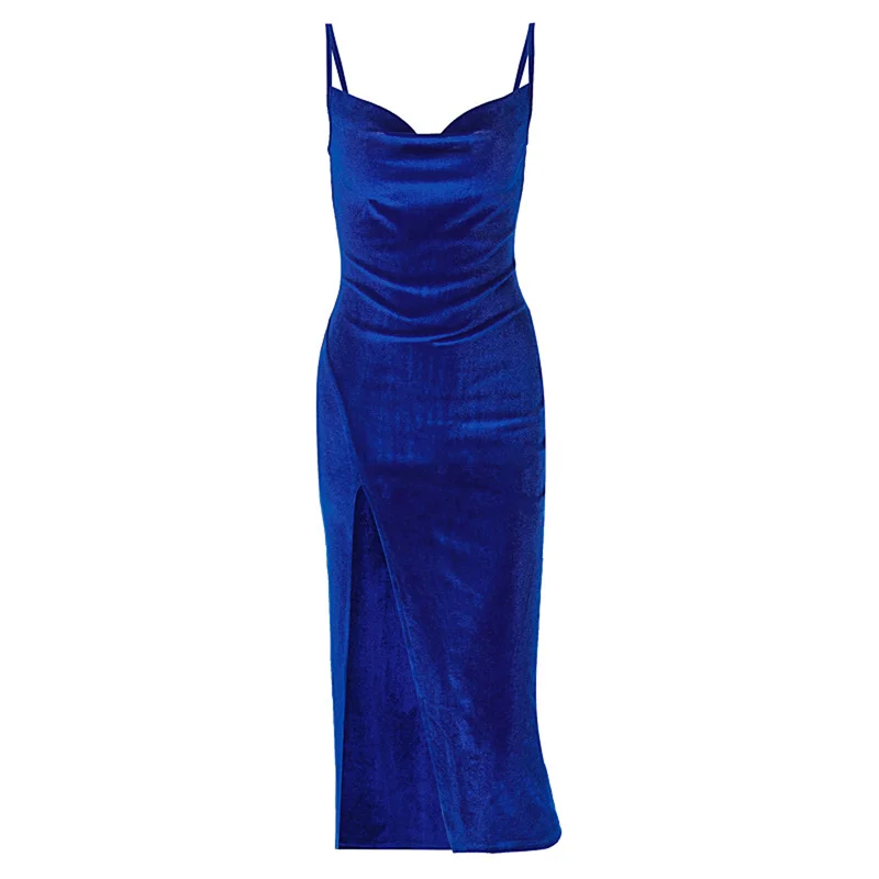 Vestidos elegantes con abertura alta para mujer, vestidos sexis ajustados sin mangas con tirantes finos, vestidos de fiesta de noche, ropa de club