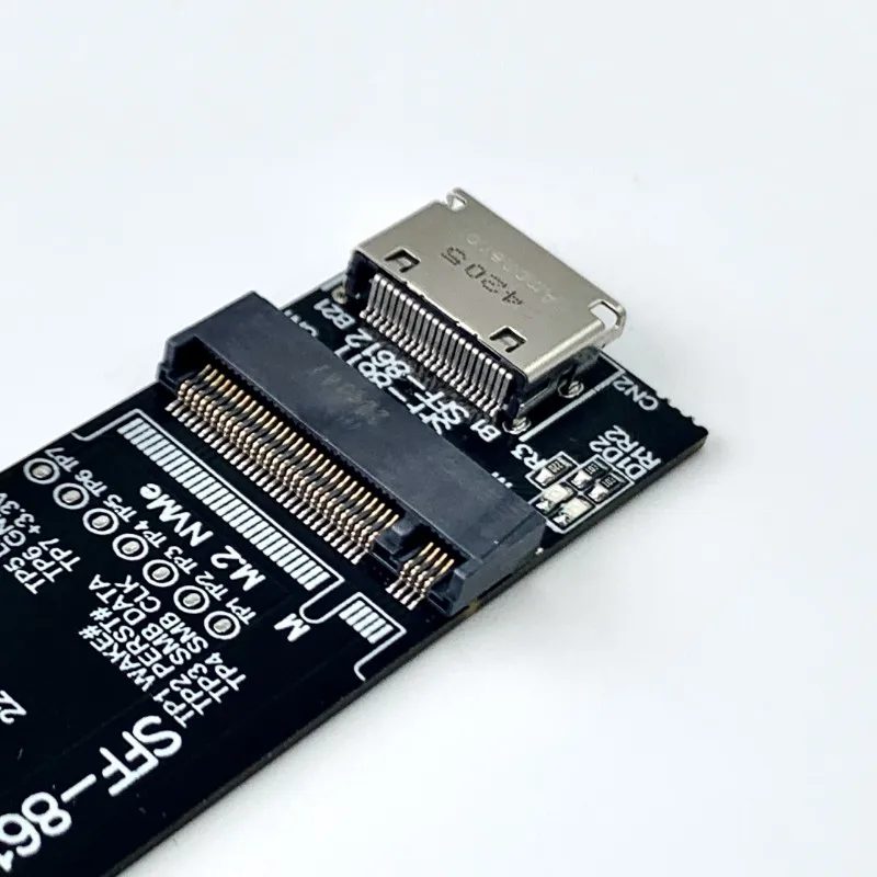 F4D OCuLink SFF-8611/8612 auf M.2 NVMe M-Key 2230 2242 2260 2280 SSD-Adapterkarte PCIe 4.0 x4 Gen4 64 Gbit/s Erweiterungskarte – Detail 4