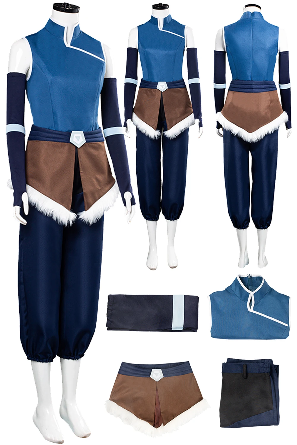 

Korra Cosplay Fantasy Costume Cartoon Avatar Last Cosplay Airbender Roleplay Armguard Apron Outfits Adult Women Halloween Suits