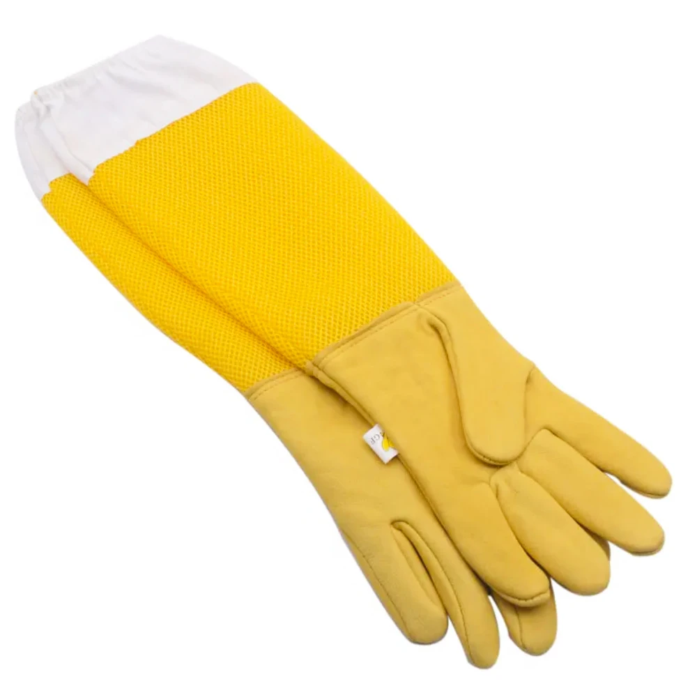 Ventilated 3 Layer Sheepskin Beekeeping Gloves Long Sleeve Anti Sting