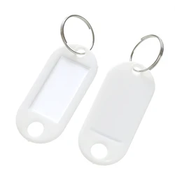 Colorful Plastic Key Tags with Card Label for Custom Keychain and Luggage Tag Organization - Pack of 10/50 Pieces (WHITE)