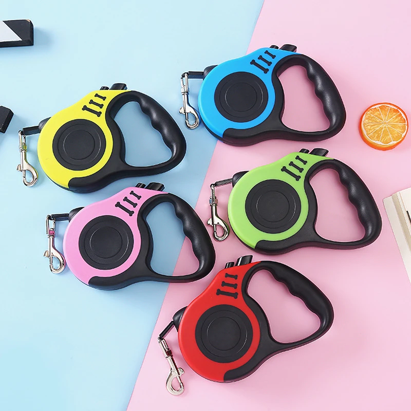 Retractable Dog Leash with One-Button Lock and Comfort Grip Handle