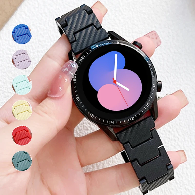 

Carbon fiber strap For Samsung Galaxy 4/classic 46mm/Active 2 40mm/44mm Gear S3 20mm/22mm bracelet Huawei watch GT/2e/3/Pro band
