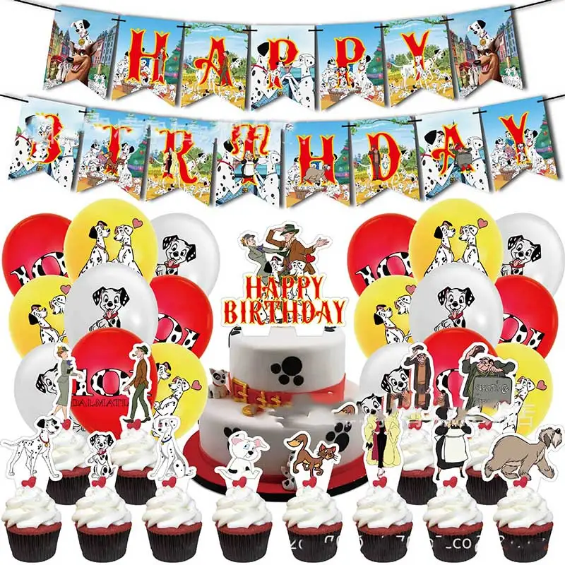 One Hundred and One Dalmatians Birthday Party Decoration Animal  Balloon Banner Cake Kids Backdrop Kindergarten Baby Shower Gift