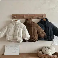 2025 شتاء جديد الأطفال القطن وسادة مبطنة الصلبة الفتيان سميكة الدافئة يندبروف معطف الفتيات عالية الرقبة جاكيت زيبرا الاطفال الملابس 1