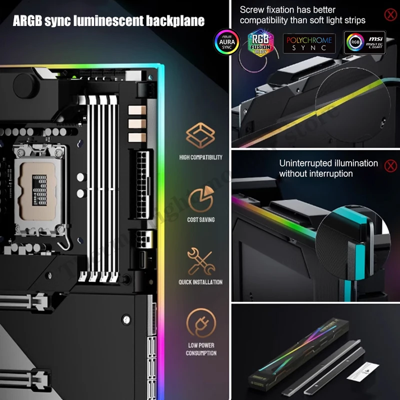 RGB Backplane Panel For Computer Motherboard Lighting MB IO Decoration Luminous Atmosphere 5V ARGB AURA ATX / MATX