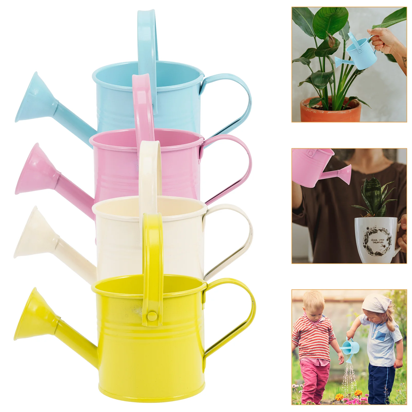 

4 Pcs Children's Watering Can Long Spout Sprayer Book Vase for Flowers Nozzle Supply Iron Orange Plant Pot