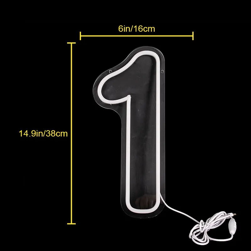 Numbers Neon Sign Birthday Acrylic Lights 0 to 9 with Switch for Wedding Party Business Beauty Salon Wall Decor 2