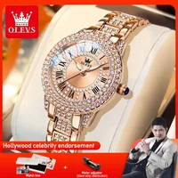 OLEVS 9943 Womens Watch Original Fashion Quartz Watch Roman Inlaid Zircon Dial Reloj Waterproof Luminous  Ladies Watch Box 1