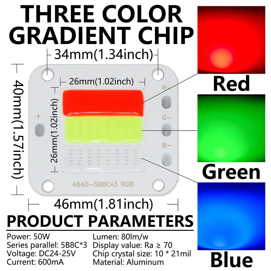 RGB LED COB Chip 50W DC24-25V Ra70 LED Chip mit Treiber für LED Regenbogen Neon Nachtlicht Atmosphäre Beleuchtung Dekor Bühnenlichter – Detail 1