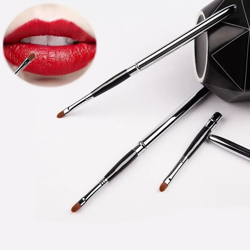 Lips makeup brush pen metal handle cosmetic lipgloss lipstick brush protect cap