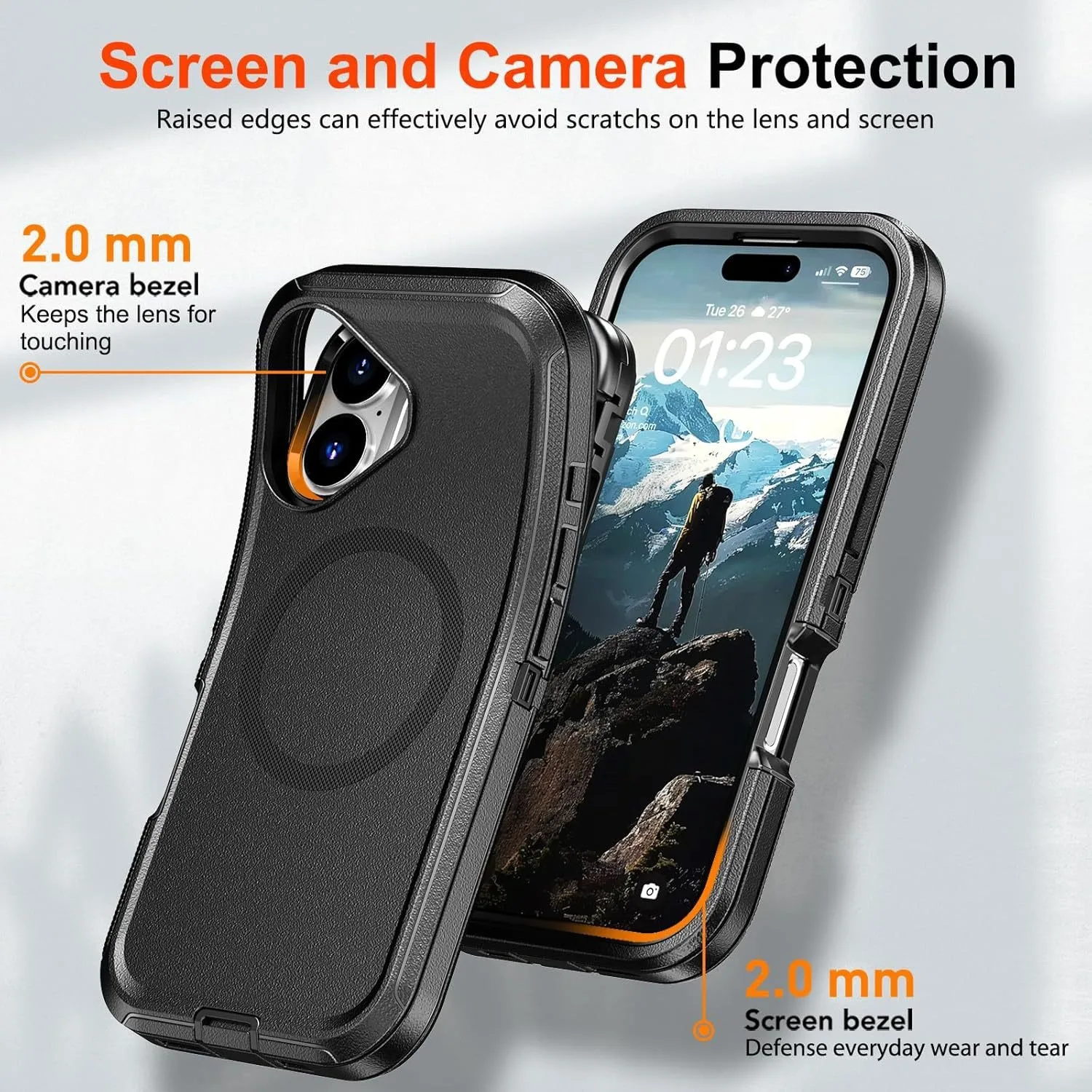 Heavy Duty Magnetic Rugged Armor Case - Shockproof Protective Cover Compatible with MagSafe Charging