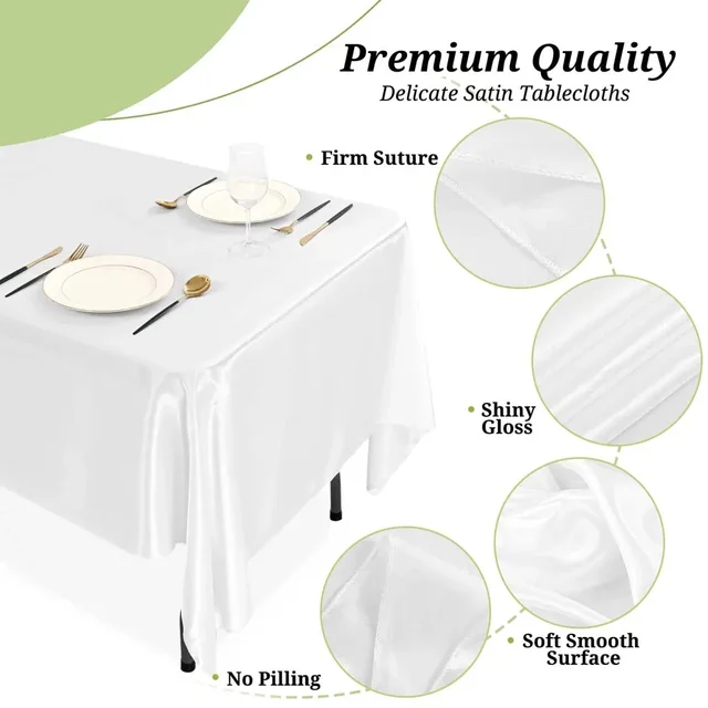 Nappe Rectangulaire en Satin Blanc Lisse et Brcorporelle, Fournitures de ixde Mariage et de Noël 2