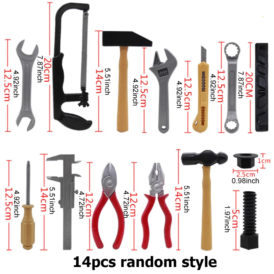 Random Style Simulation Repair Drill Tools 14pcs/set Children Pretend Play Toys Plastic Maintenance Tool Screwdriver Kids Toys kids repair toys,plastic construction toys,kids construction toys,kids pretend play set