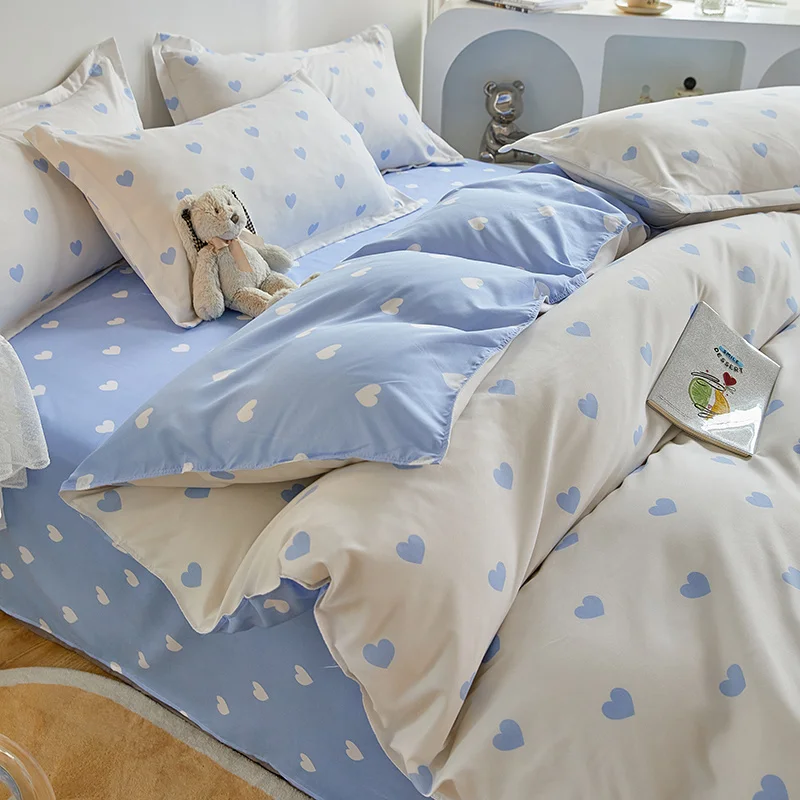 Kawaii Cherry Set copripiumino federa lenzuolo piatto floreale ragazzi ragazze Twin Full Size Soft Bedding Kit coreano Ins Style uso domestico