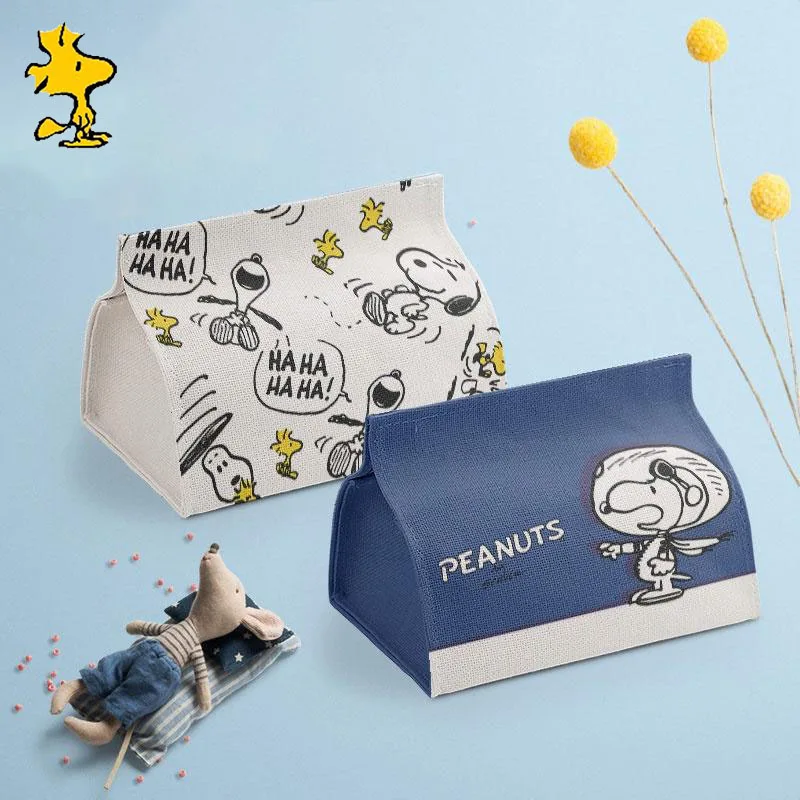 

Cartoon Snoopy Tissue Box Cotton Hemp Material Kawaii Household Car Paper Box Multi-Function Drawer Fashionable and Exquisite