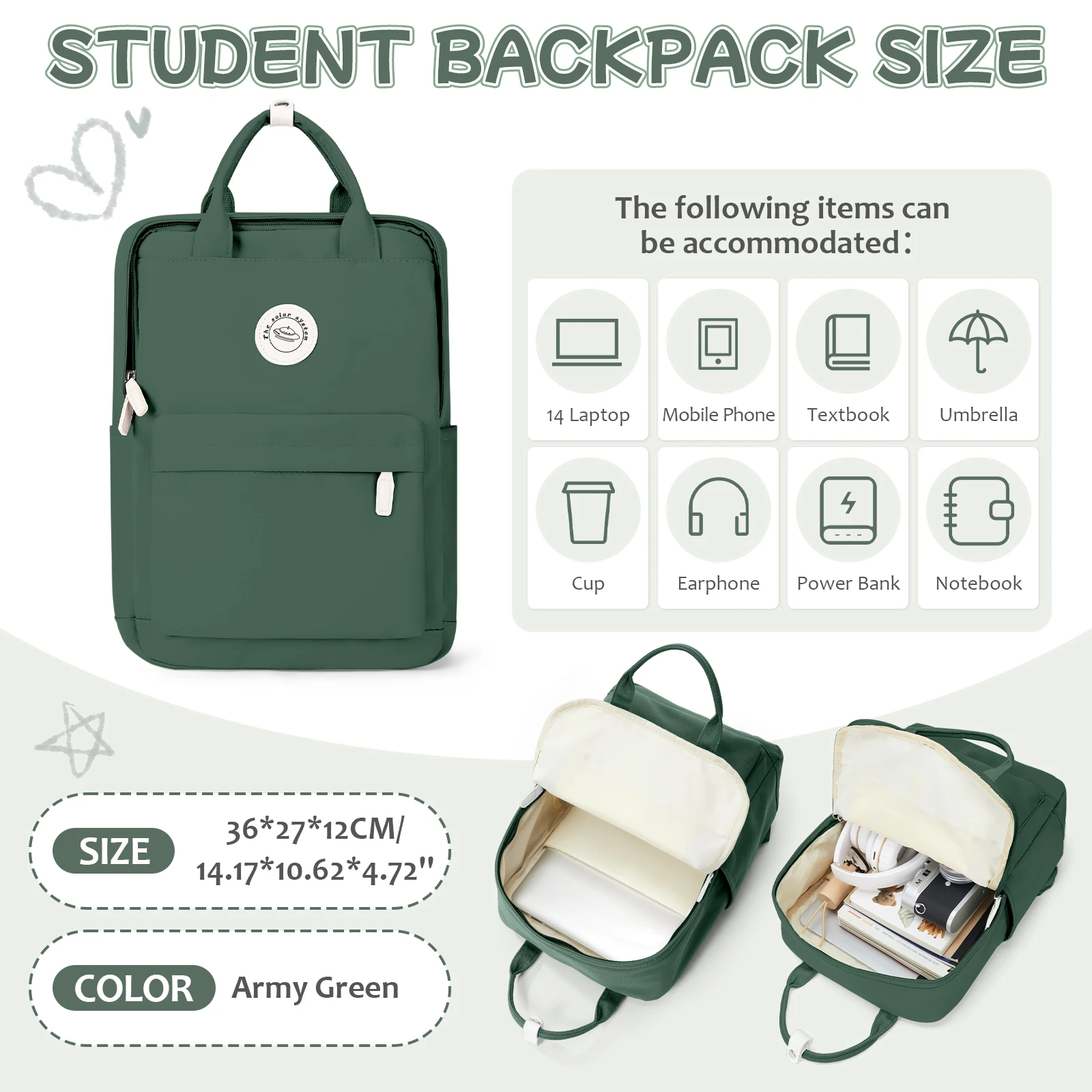 Shoulder Bag Teenager Backpack School 40x30x13 for Students，Large Capacity Campus Backpack Women Leisure Travel Backpack Bagpack