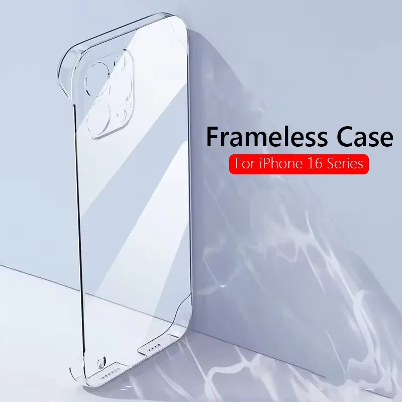 Frameless Slim Clear Hard Back Cover Case For iPhone 16 15 Pro Max Plus iPhone16 Pro ShockProof Coque Phone Cases
