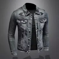 Men's Vintage Denim Jacket High Street Trend Loose Street Riding Biker Clothing Handsome Casual Buttoned Lapel Men's Clothing 1