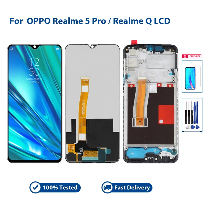 

6.3" Screen For OPPO Realme 5 Pro Realme Q RMX1971 LCD Display Touch Screen Digitizer Assembly Replacement with or no Frame