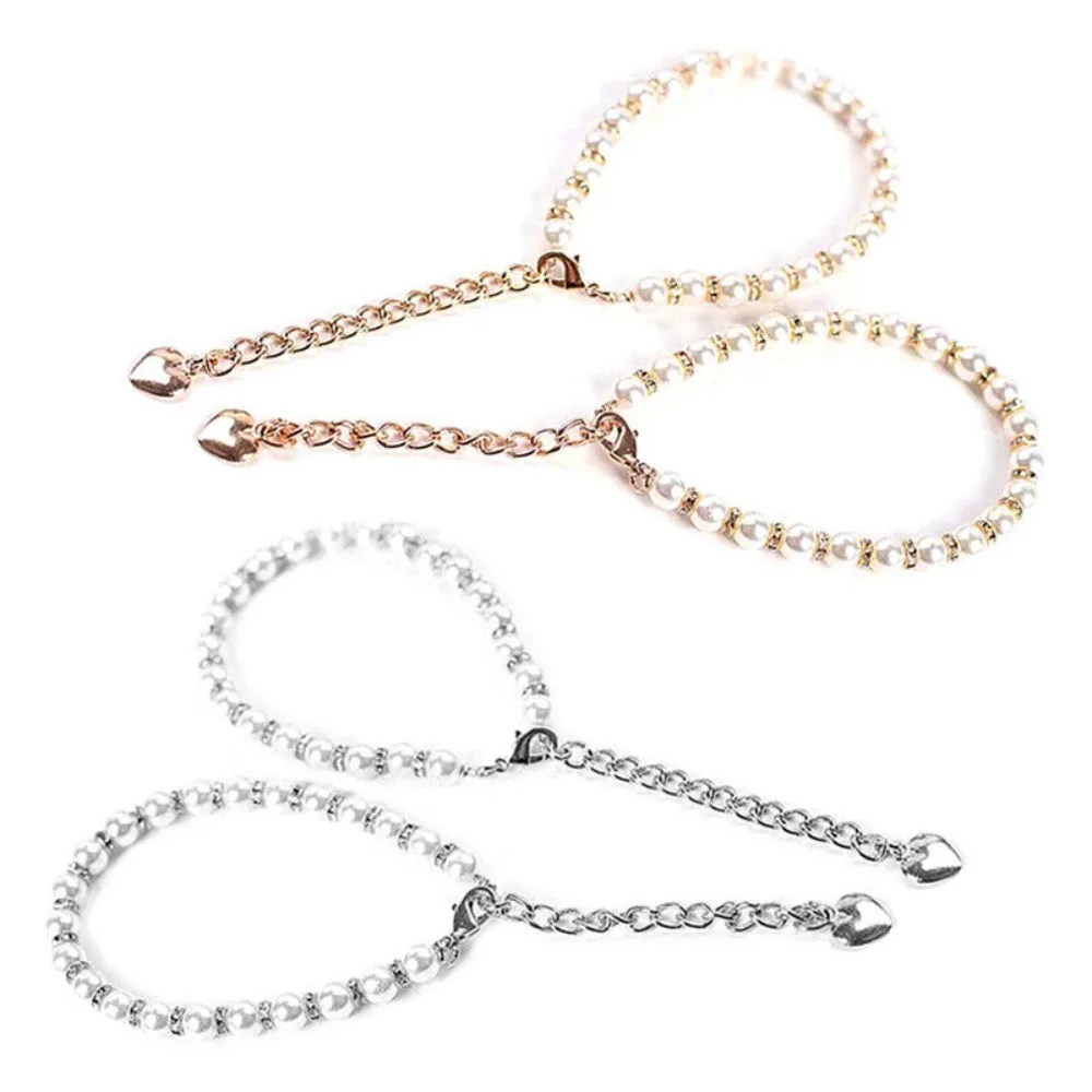 1 Pair Rhinestone Pearl Shoe Strap for High Heel Woman Band Ankle Pearl Shoe Chain Belt Accessories High Heel Decorations